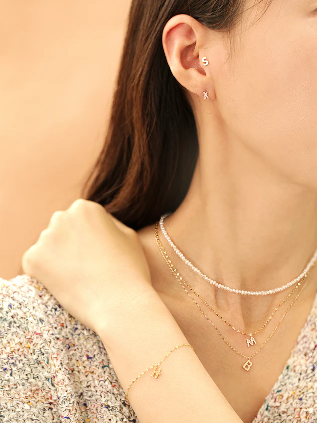 14K Gold Cubic Initial Cartilage Earring 20G - Image 10