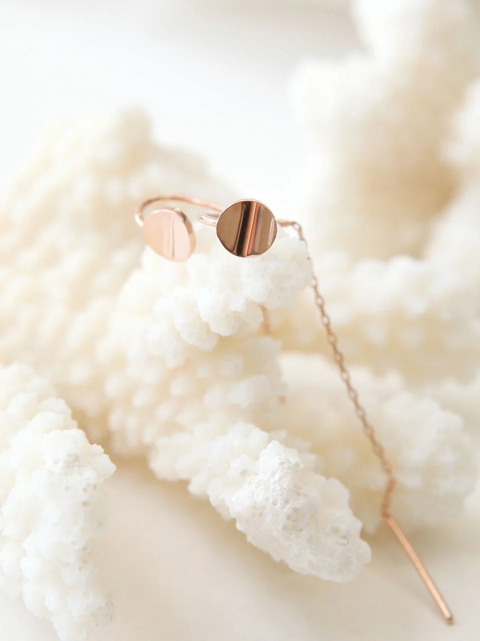 14K 18K Gold Coin Long Threader Earring - Image 3