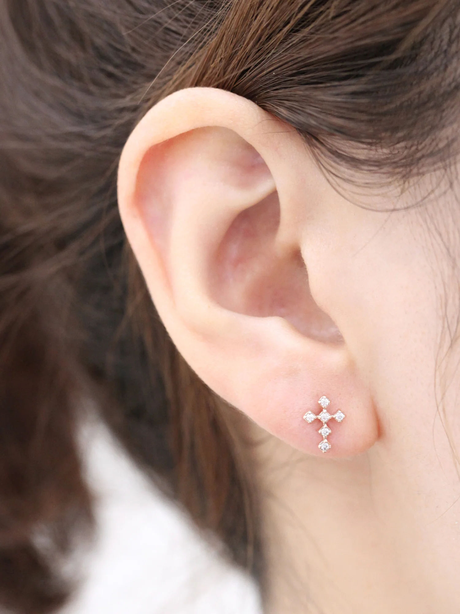 14K Gold Colorful Cross Cubic Cartilage Earring 18G16G - Image 4
