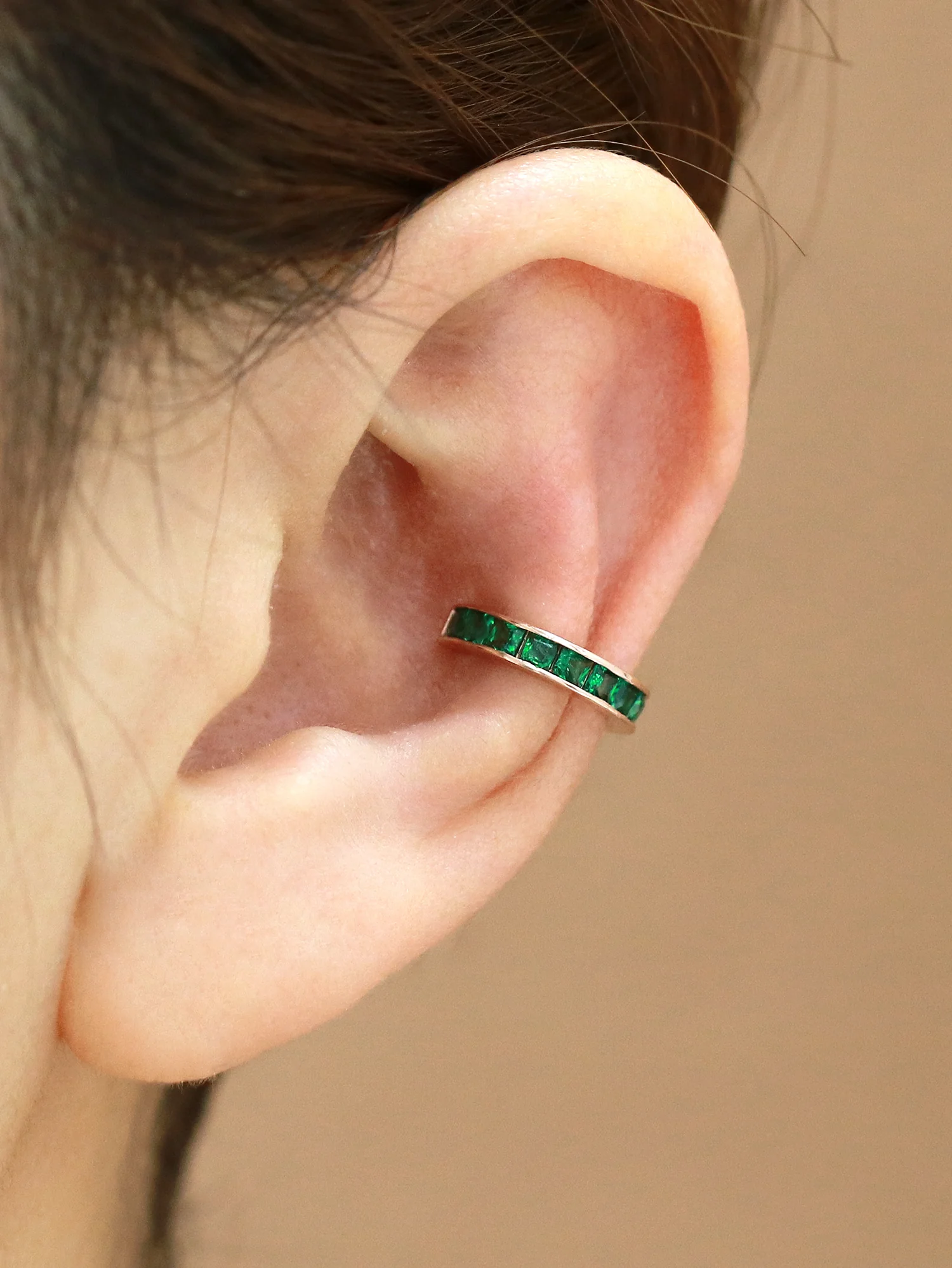 14K Gold Colorful Cubic Ear Cuff - Image 4