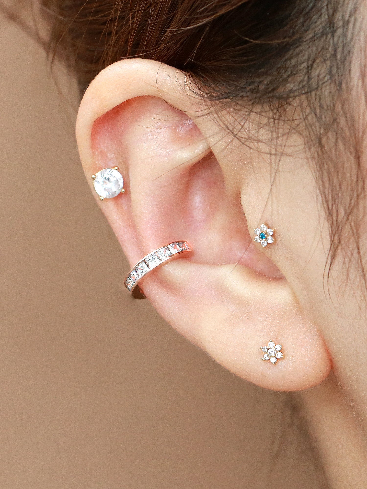 14K Gold Colorful Cubic Ear Cuff - Image 5