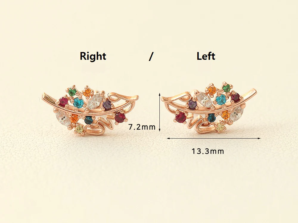 14K Gold Colorful Cubic Leaf Cartilage Earring 18G16G - Image 9