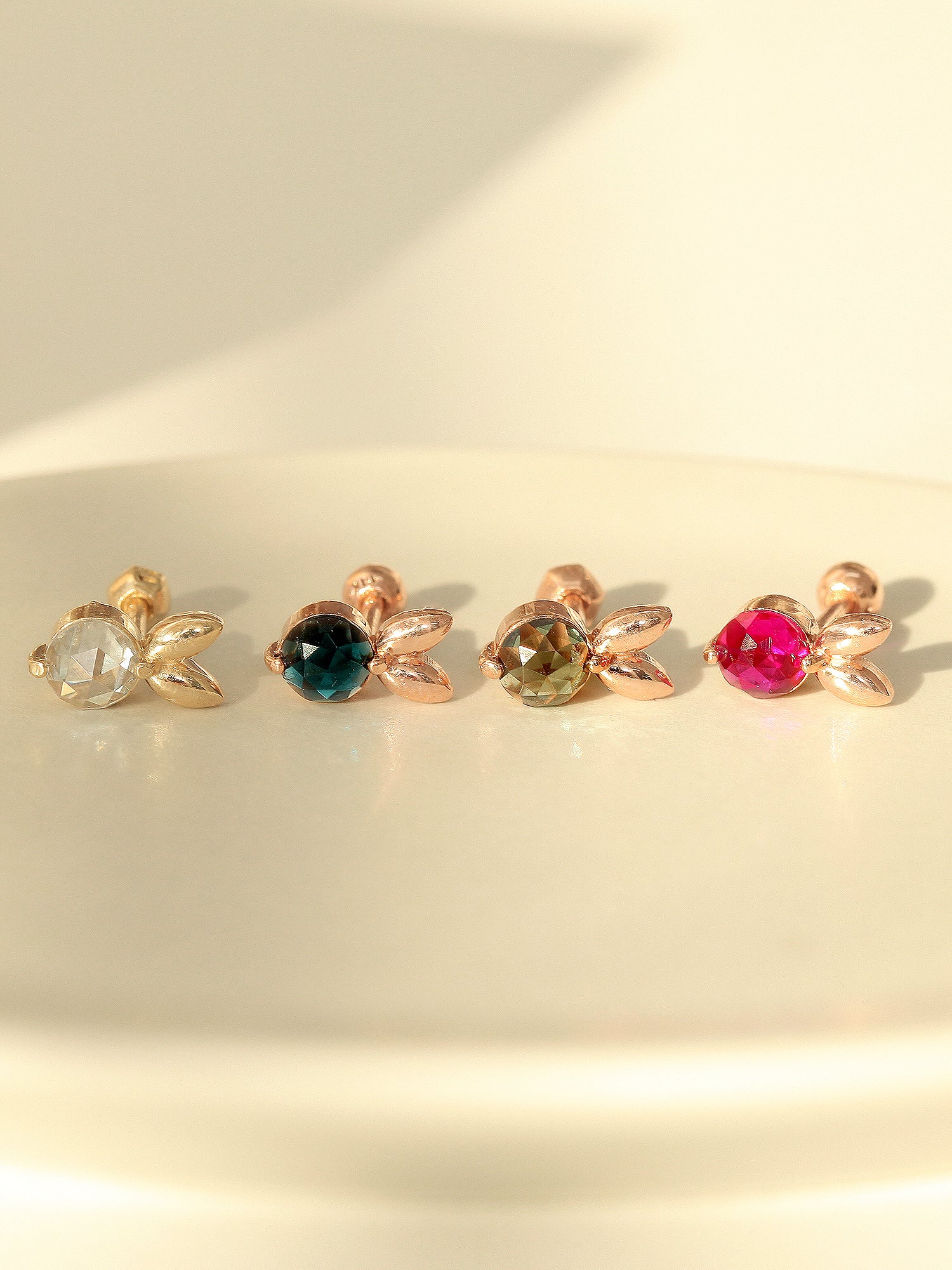 14K Gold Colorful Rabbit Cartilage Earring 18G16G - Image 3