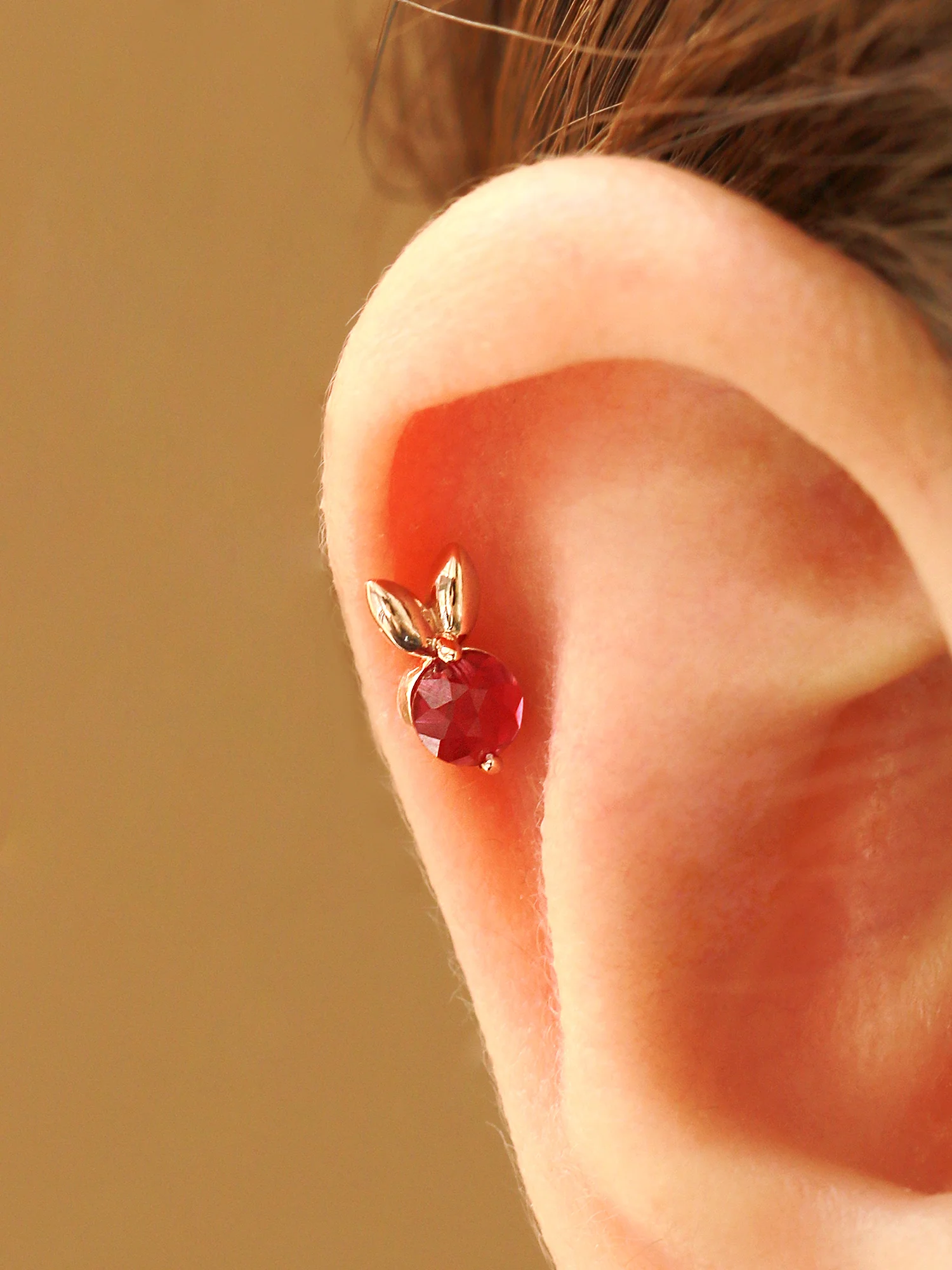 14K Gold Colorful Rabbit Cartilage Earring 18G16G - Image 5