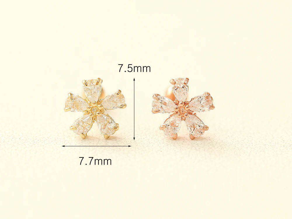 14K Gold Cosmos cartilage earring 20g - Image 9