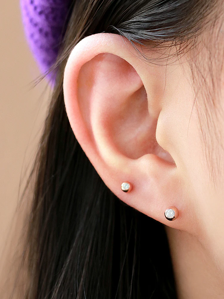 14K gold Cubic Ball cartilage earring 20g - Image 8