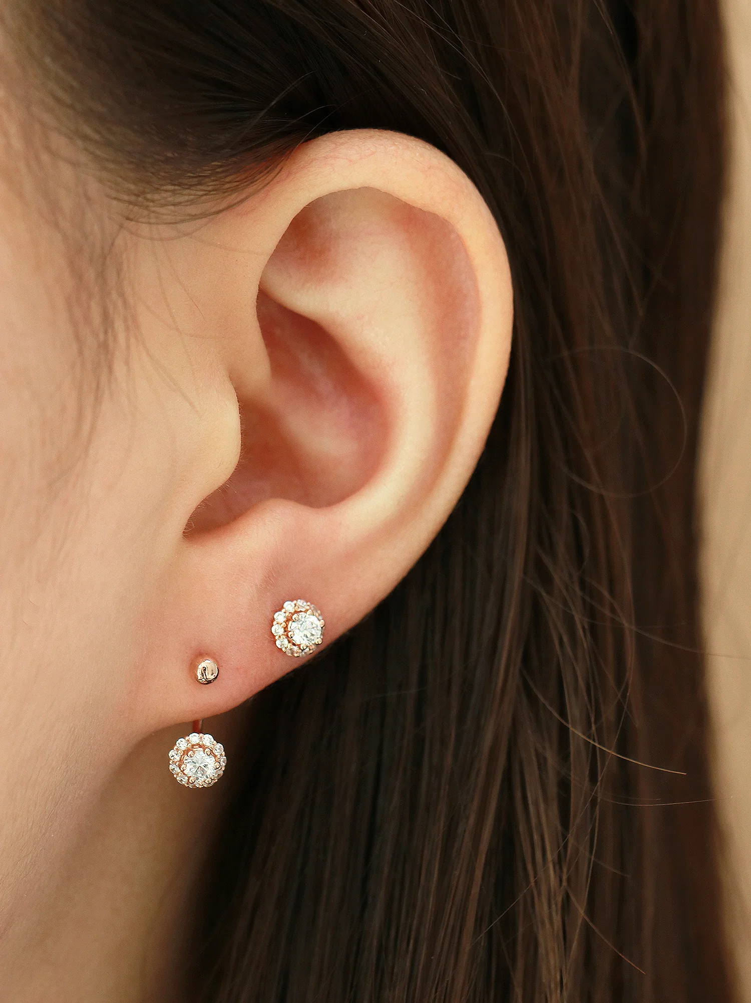14K Gold Cubic Curve Tragus Piercing 18G16G - Image 2