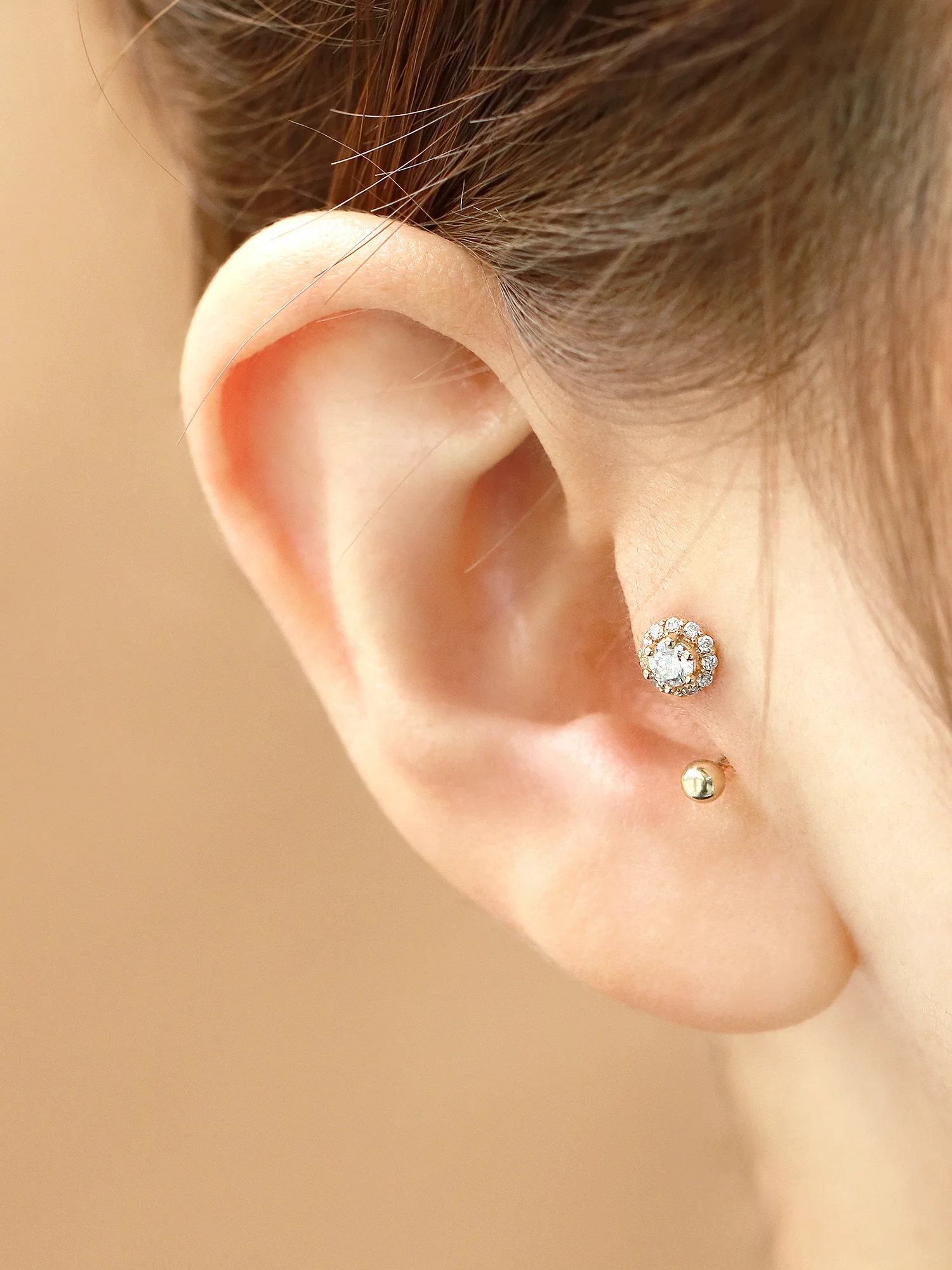 14K Gold Cubic Curve Tragus Piercing 18G16G - Image 6