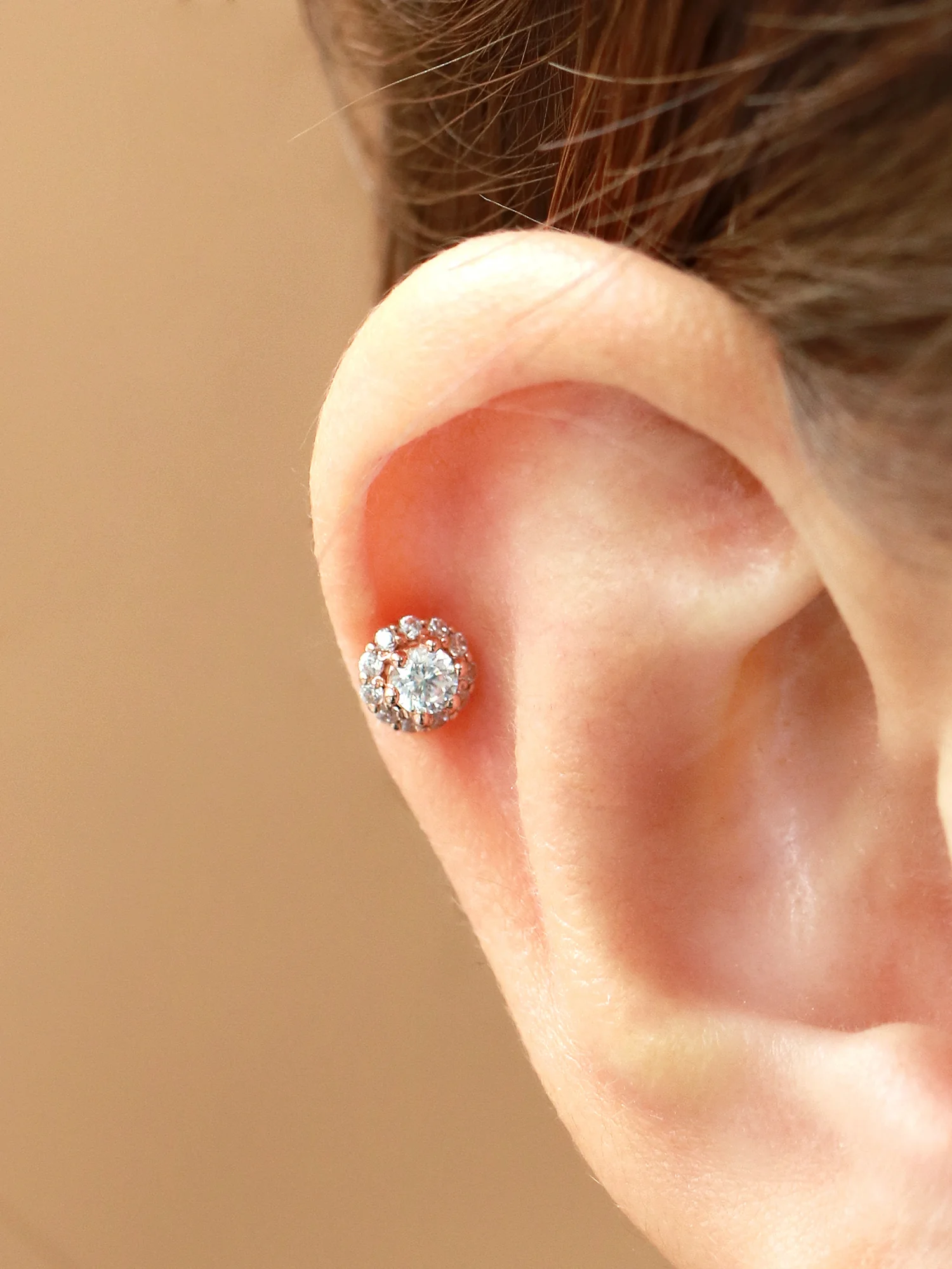 14K Gold Cubic Curve Tragus Piercing 18G16G - Image 7