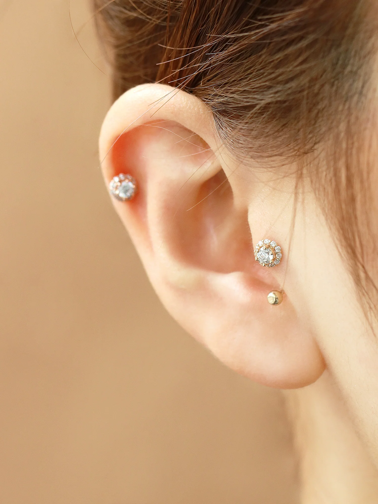 14K Gold Cubic Curve Tragus Piercing 18G16G - Image 8