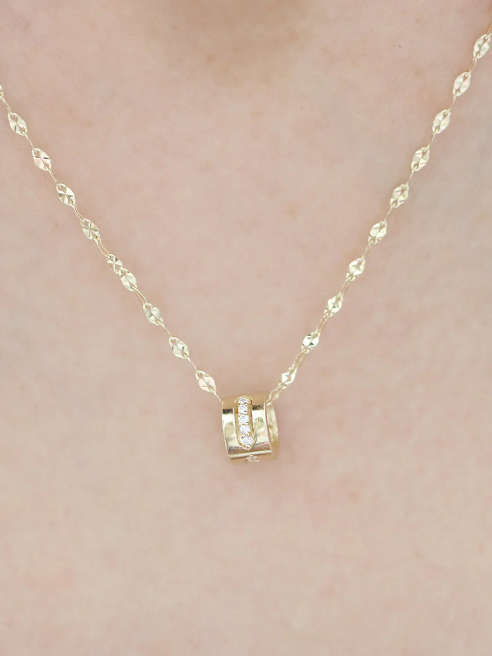 14K Gold Cubic Hoop Necklace - Image 5