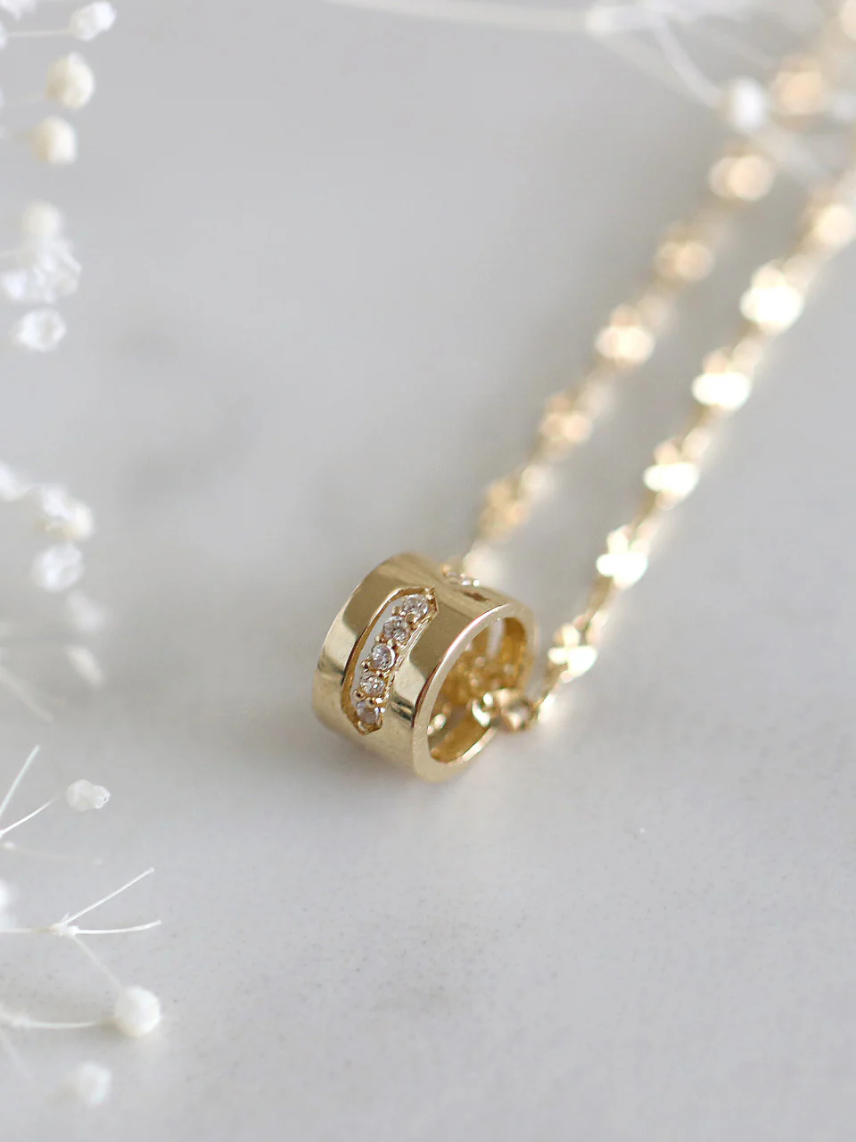 14K Gold Cubic Hoop Necklace - Image 6