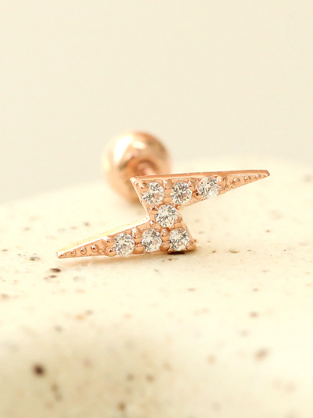 14K gold Cubic Lightning cartilage earring 20g - Image 2