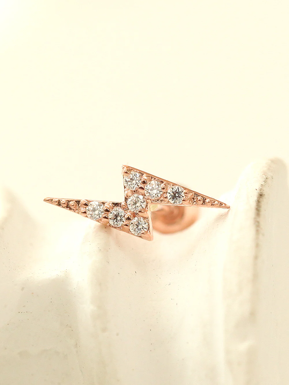 14K gold Cubic Lightning cartilage earring 20g - Image 3