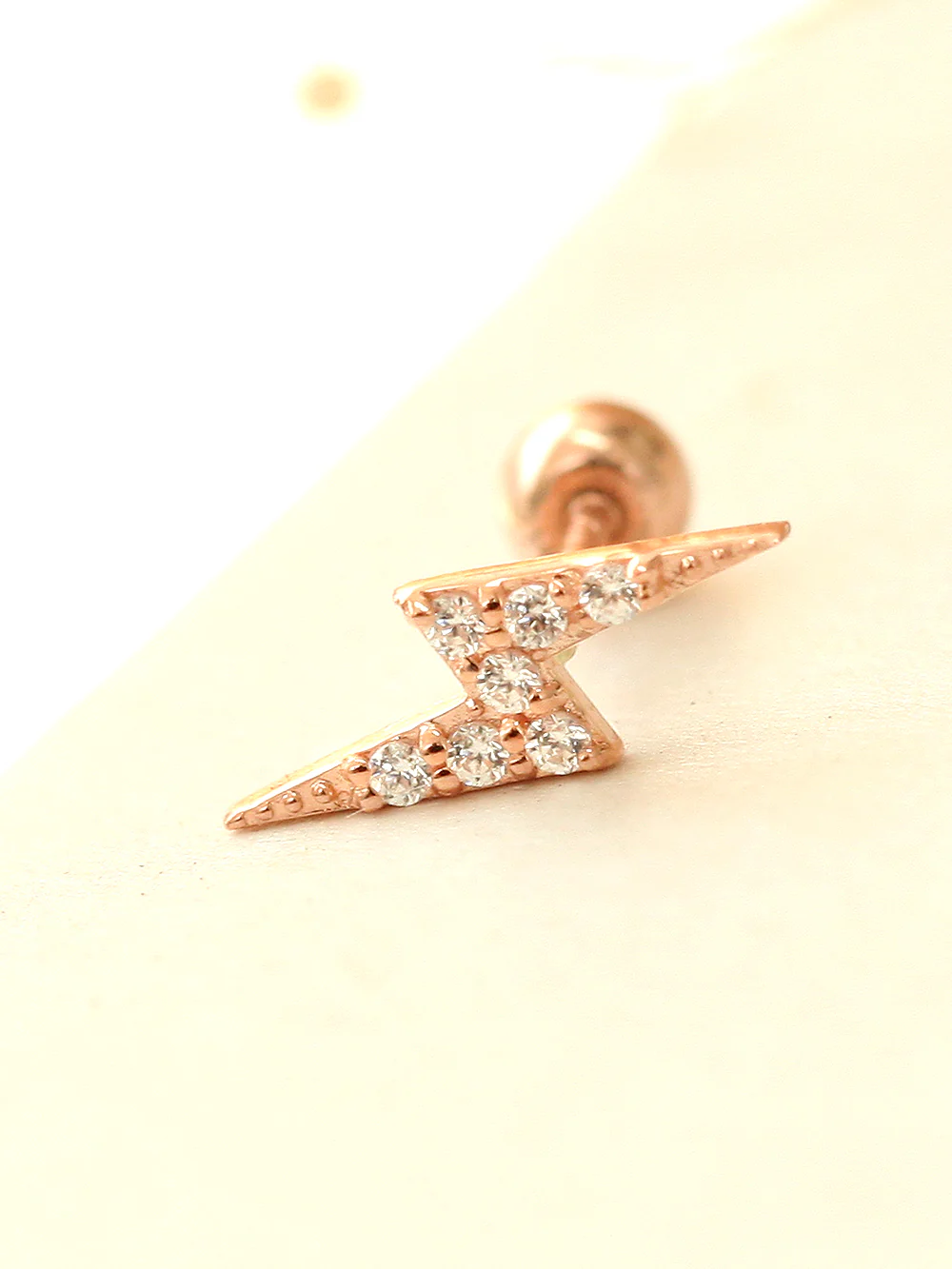 14K gold Cubic Lightning cartilage earring 20g - Image 5