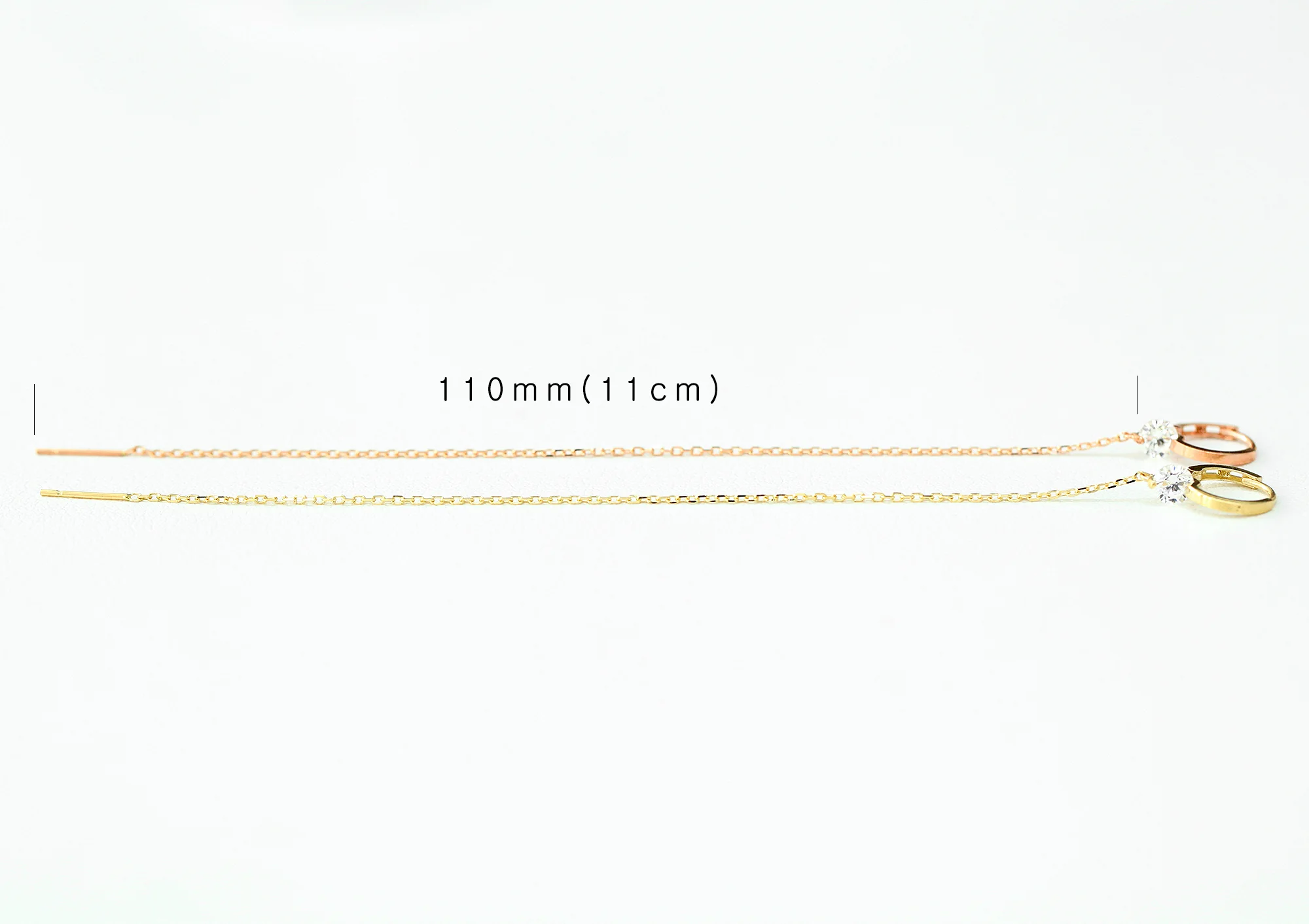 14K Gold Cubic Layered Chain Hoop Earring - Image 10