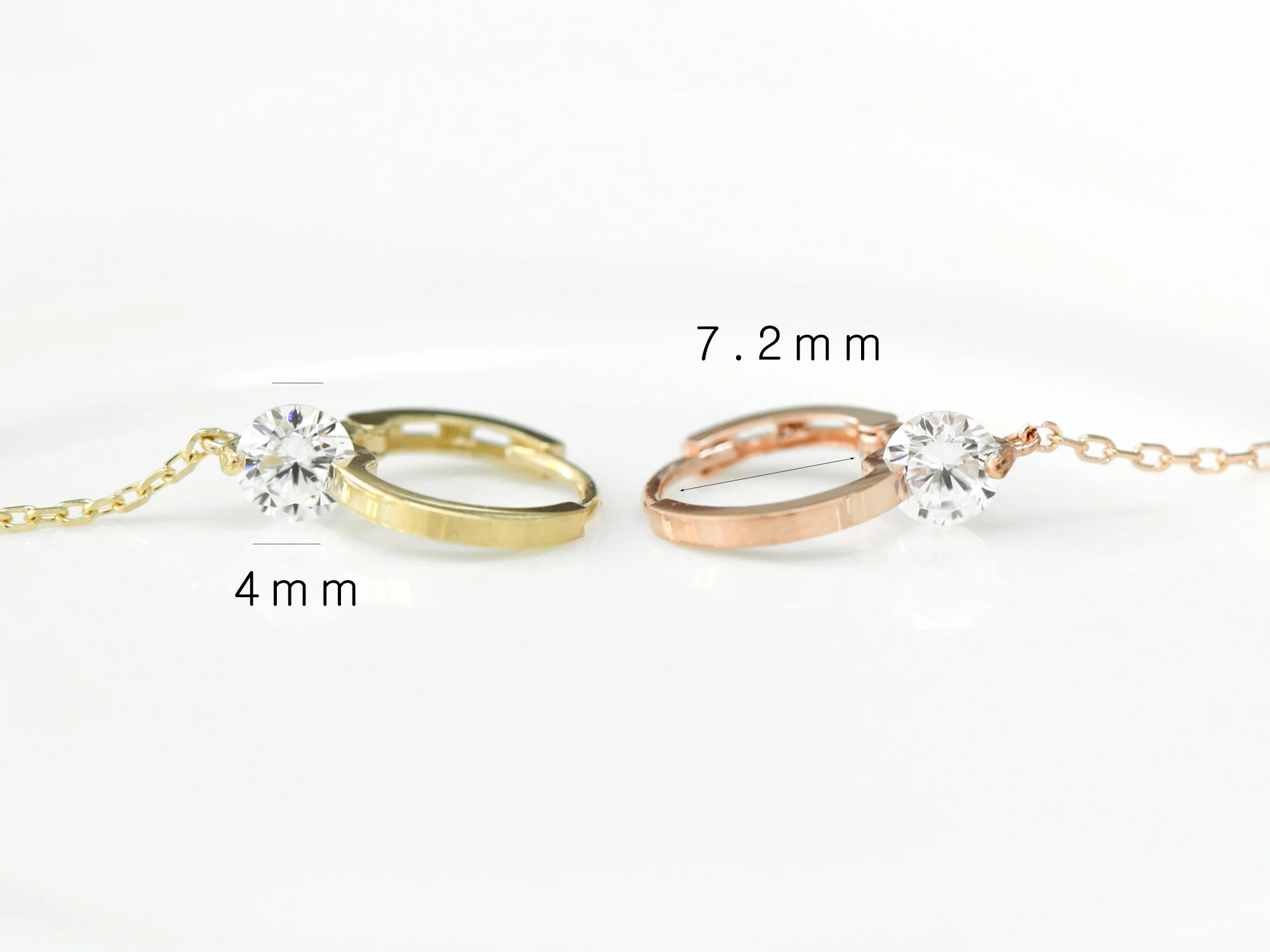 14K Gold Cubic Layered Chain Hoop Earring - Image 9