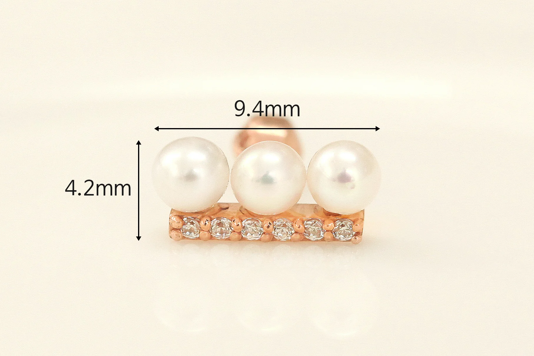 14K Gold Cubic Pearl Stick Cartilage Earring 18G16G - Image 7