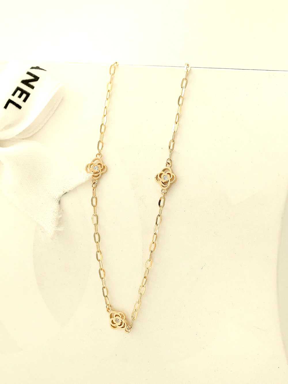 14K Gold Cubic Rose Chain Anklet - Image 10