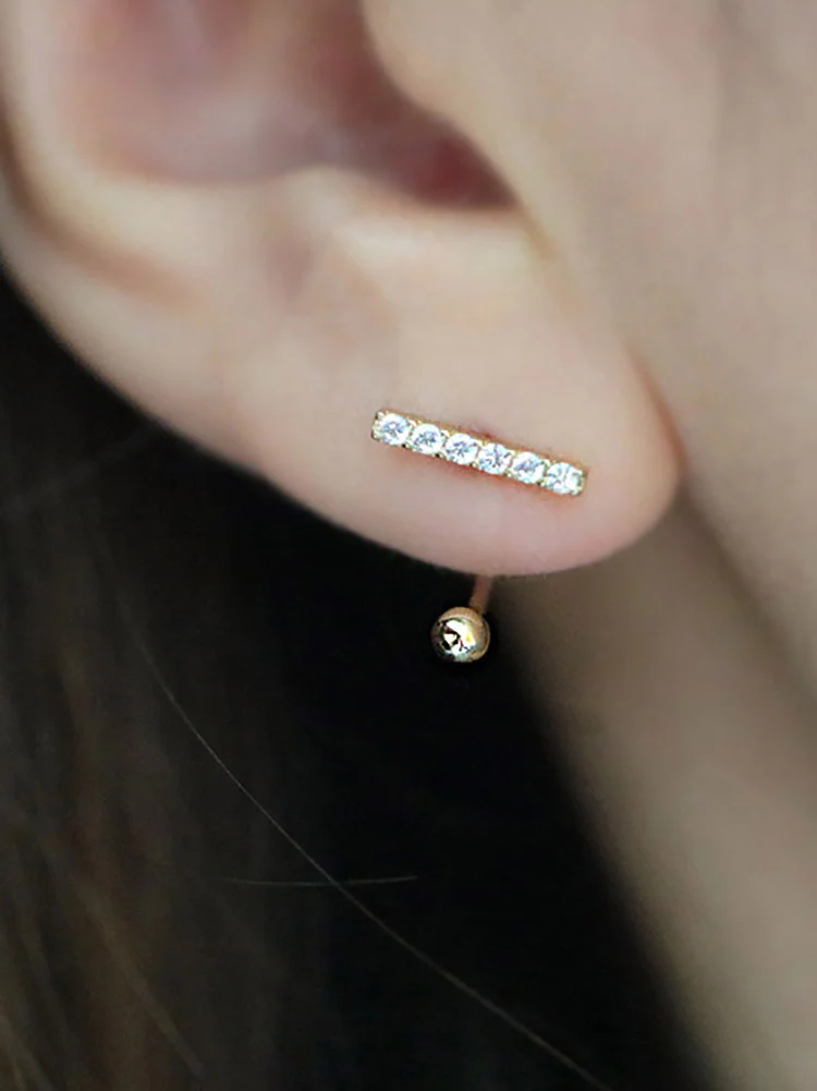 14K Gold Cubic Stick Curve Cartilage Earring 18G16G - Image 10
