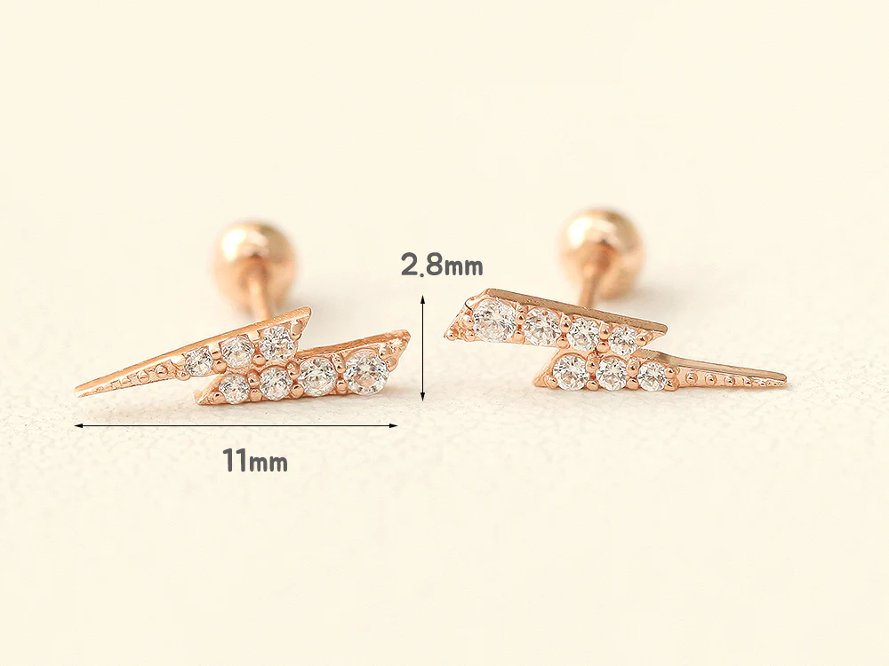 14K gold Cubic Thunder cartilage earring 20g - Image 10
