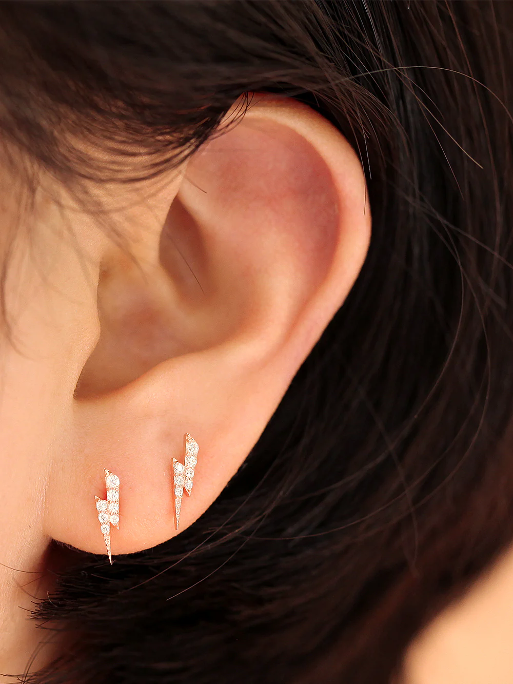 14K gold Cubic Thunder cartilage earring 20g - Image 3