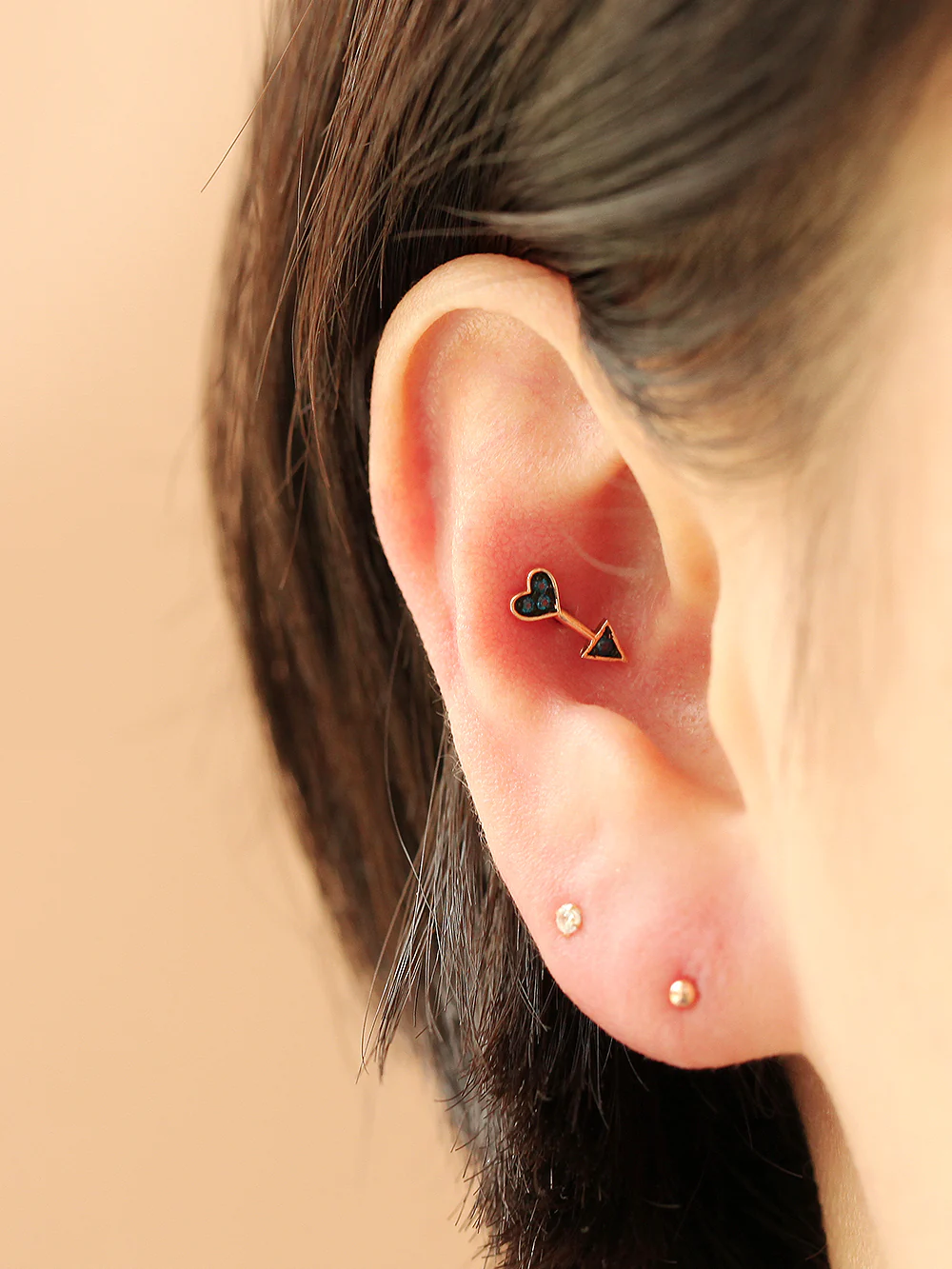 14K Gold Cupid Arrow Cartilage Earring 18G16G - Image 8