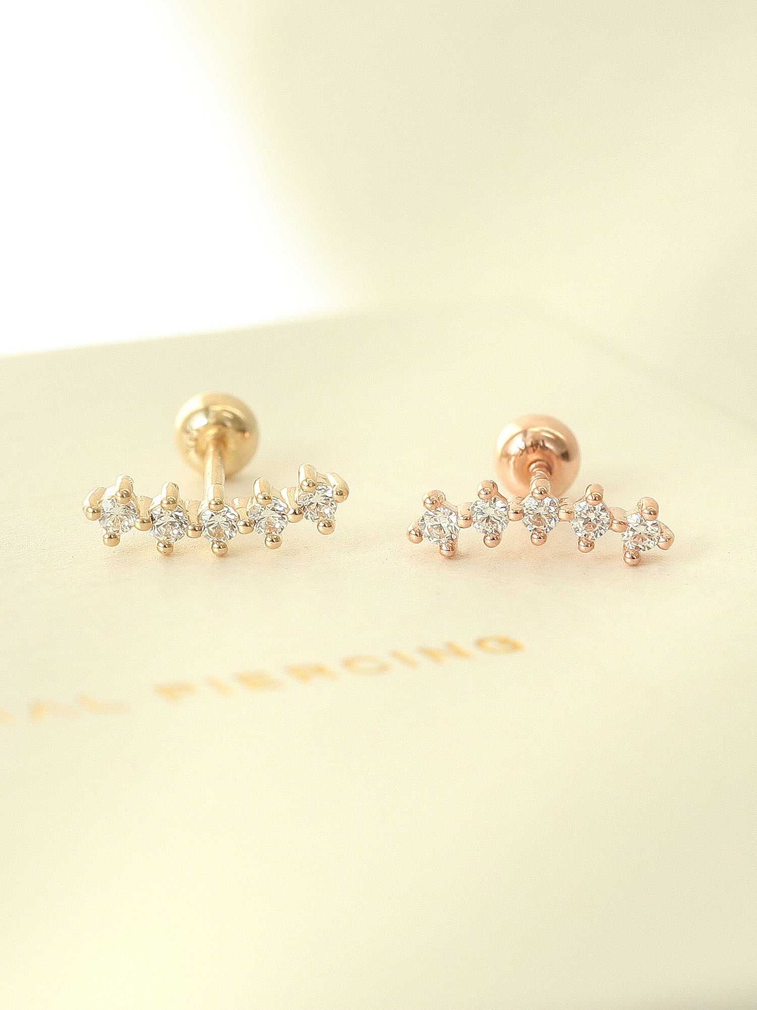 14K Gold Curve Cubic Bar cartilage Earring 20G - Image 2