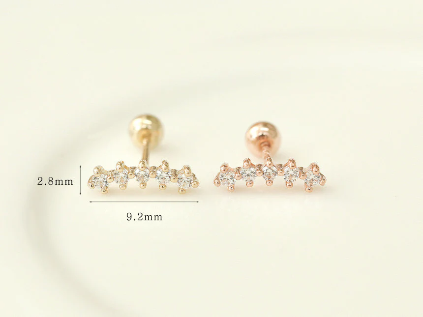 14K Gold Curve Cubic Bar cartilage Earring 20G - Image 4
