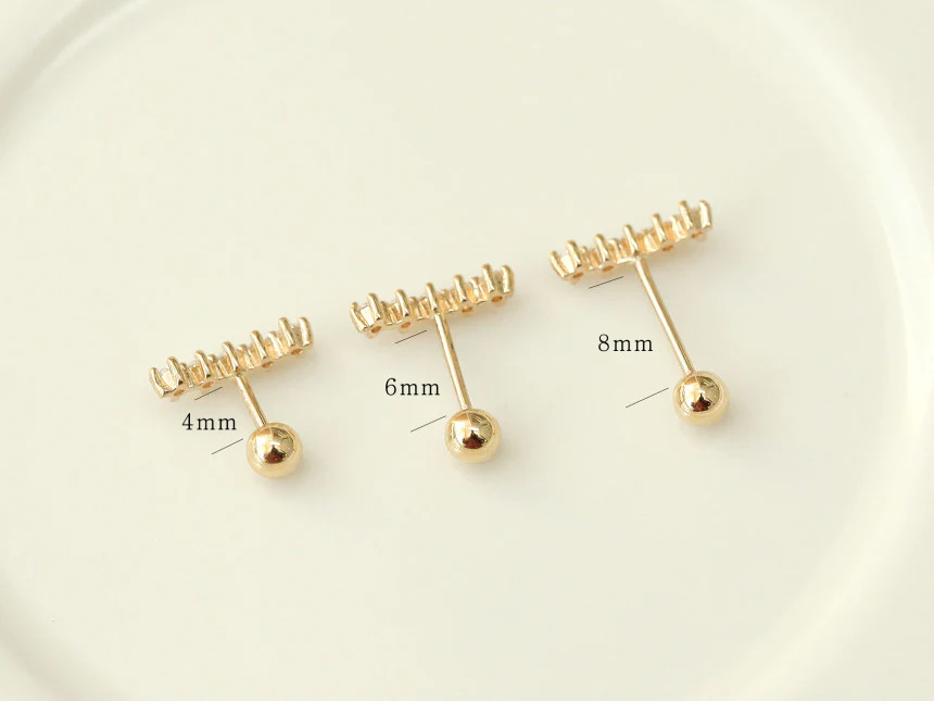 14K Gold Curve Cubic Bar cartilage Earring 20G - Image 5