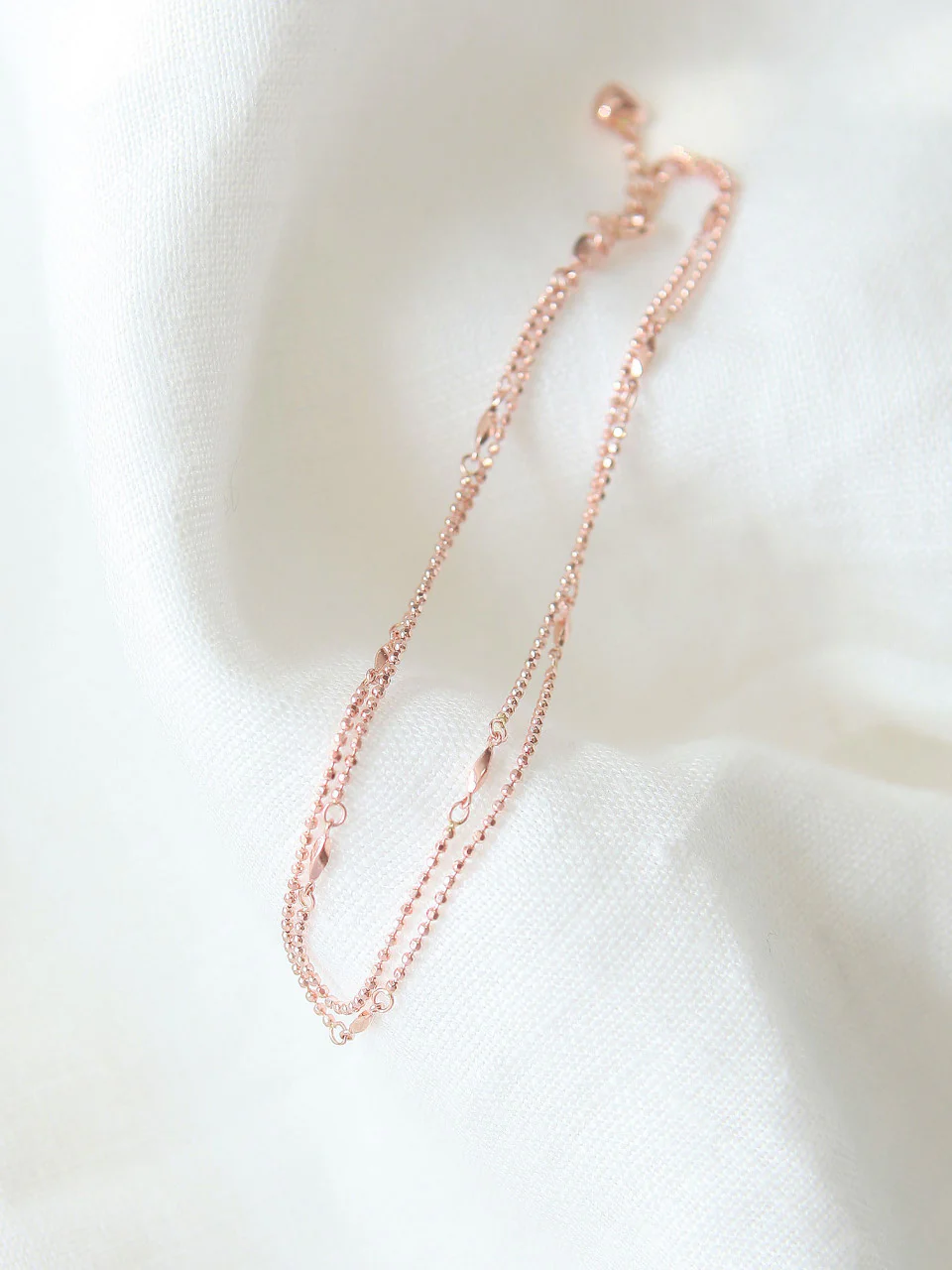 14K Gold Cutting Ball Layered Anklet - Image 4