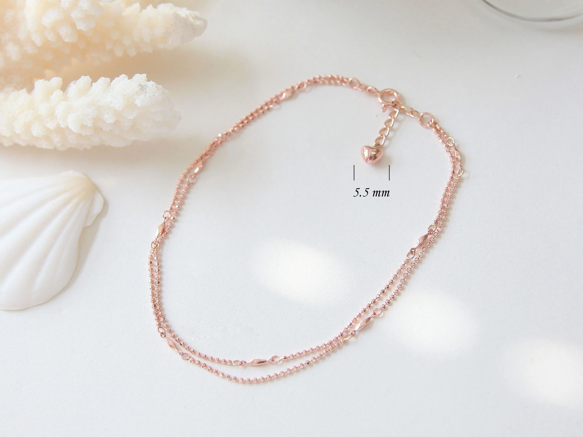 14K Gold Cutting Ball Layered Anklet - Image 9