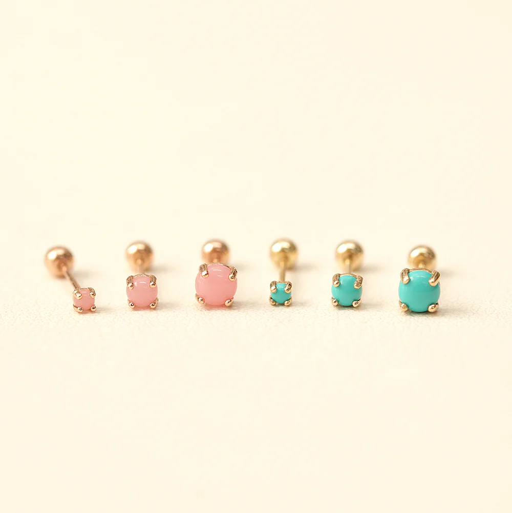 14K Gold Daily Opal Cartilage Earring 2mm, 3mm, 4mm 20G - Image 12