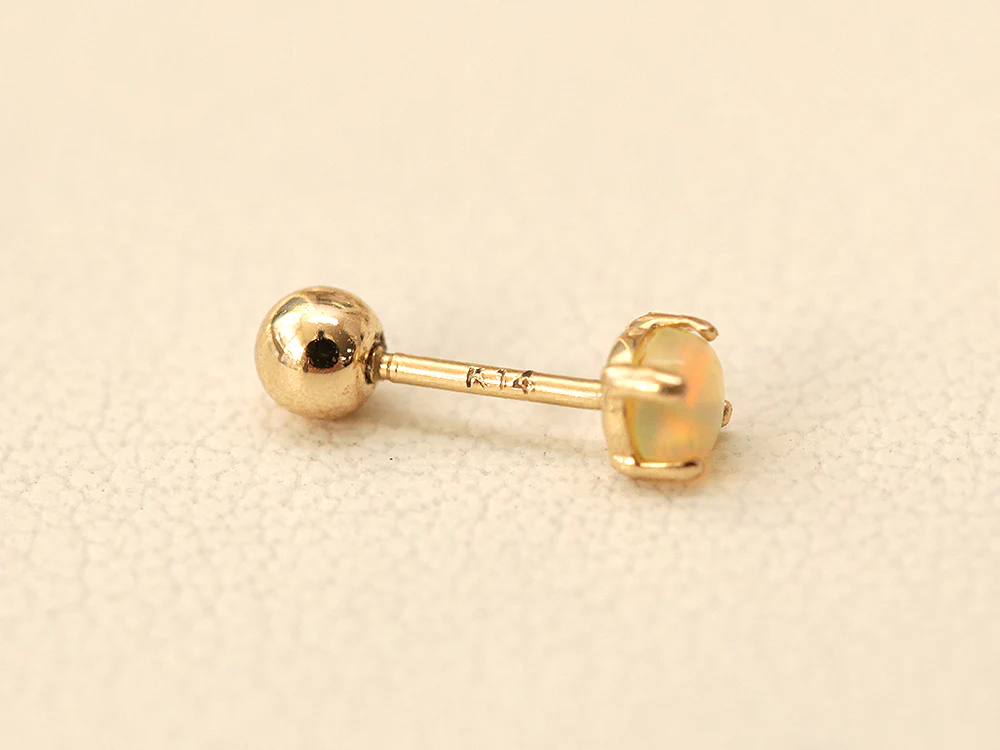 14K Gold Daily Opal Cartilage Earring 2mm, 3mm, 4mm 20G - Image 13