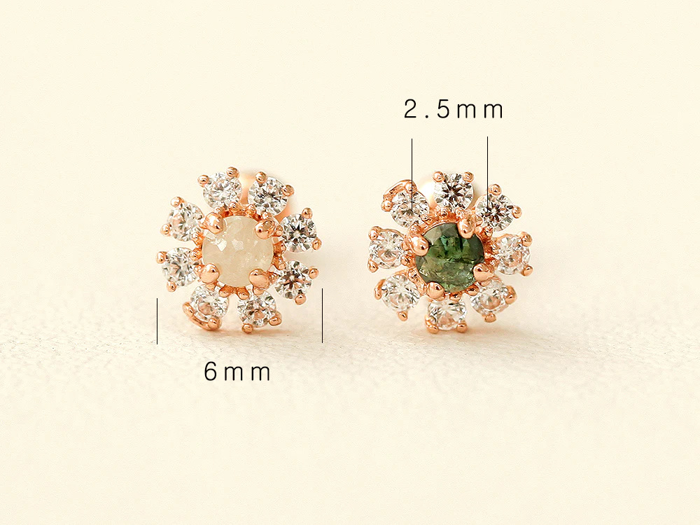14K Gold Daisy Rough Diamond Cartilage Earring 20G - Image 15