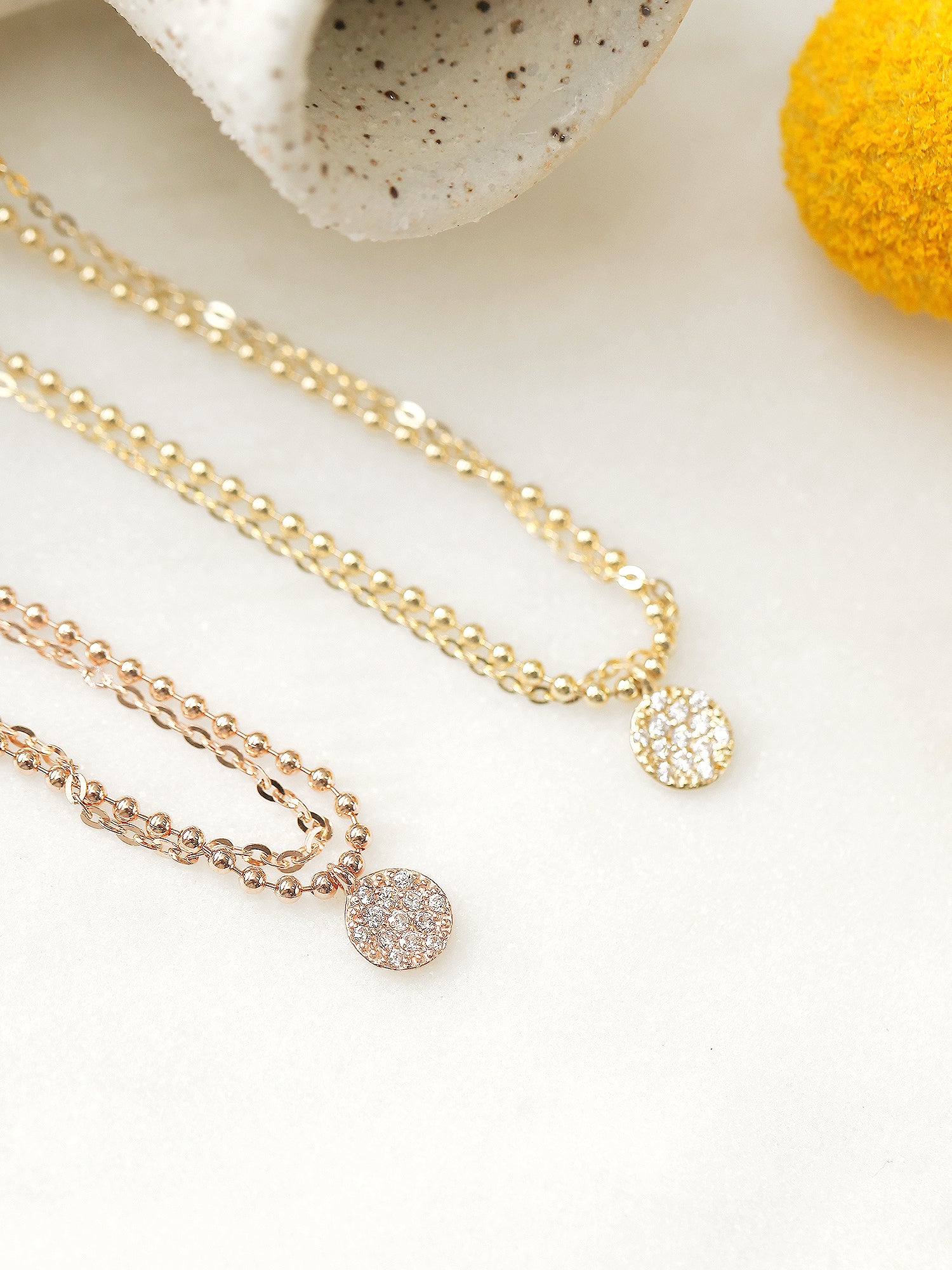 14K Gold Disc Charm Ball Chain Anklet - Image 6