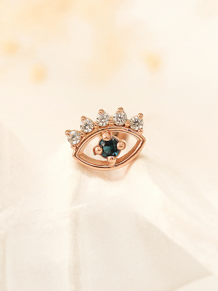 14K Gold Evileye Cubic Cartilage Earring 18G16G - Image 4