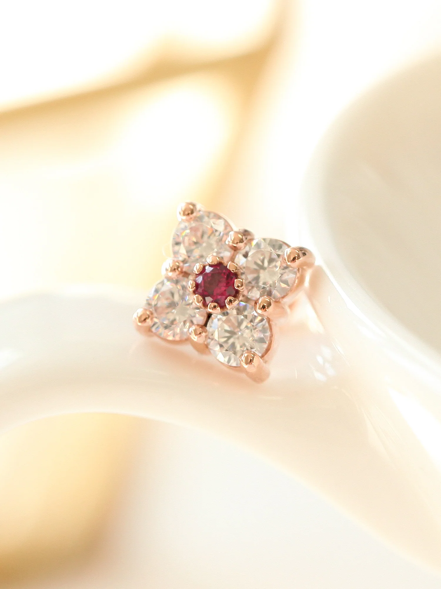 14K Gold Rui Flower Cartilage Earring 18G16G - Image 4