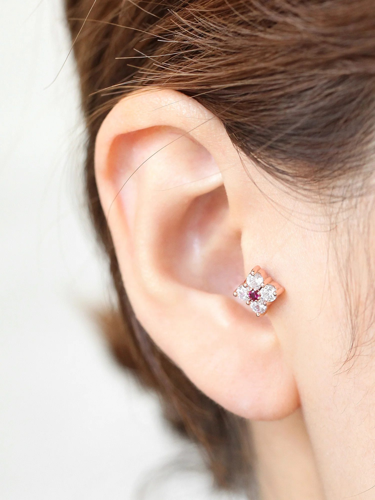 14K Gold Rui Flower Cartilage Earring 18G16G - Image 6