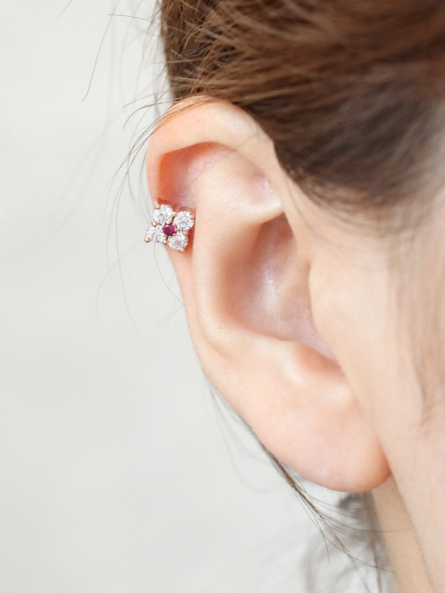 14K Gold Rui Flower Cartilage Earring 18G16G - Image 7