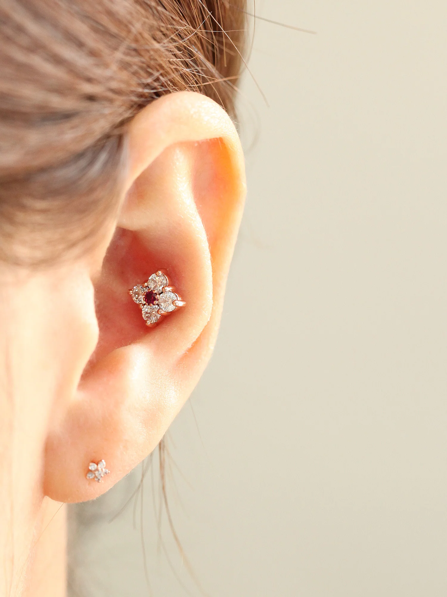 14K Gold Rui Flower Cartilage Earring 18G16G - Image 9