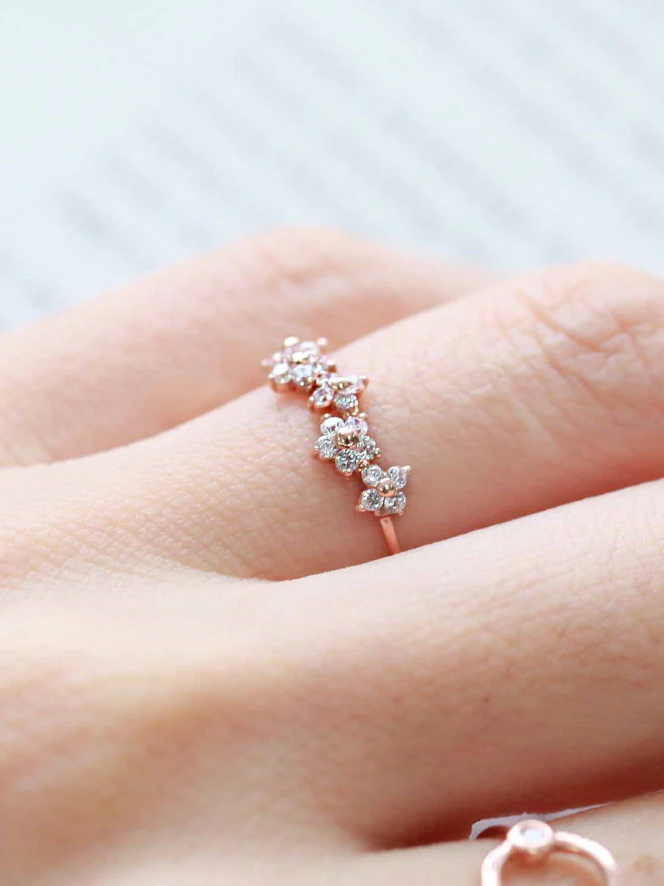 14K Gold Flower Cubic Ring - Image 3
