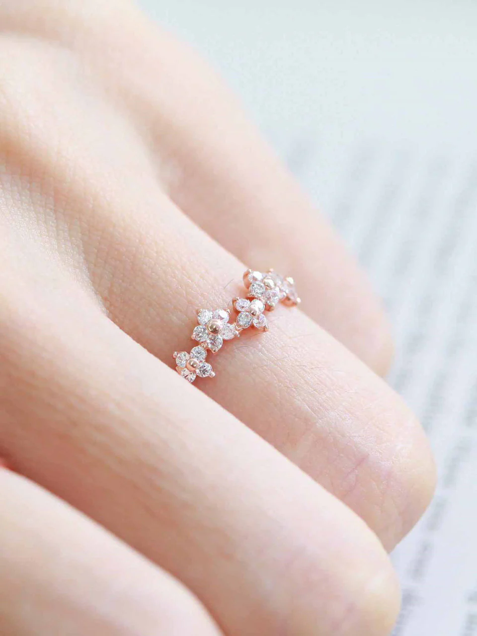 14K Gold Flower Cubic Ring - Image 4