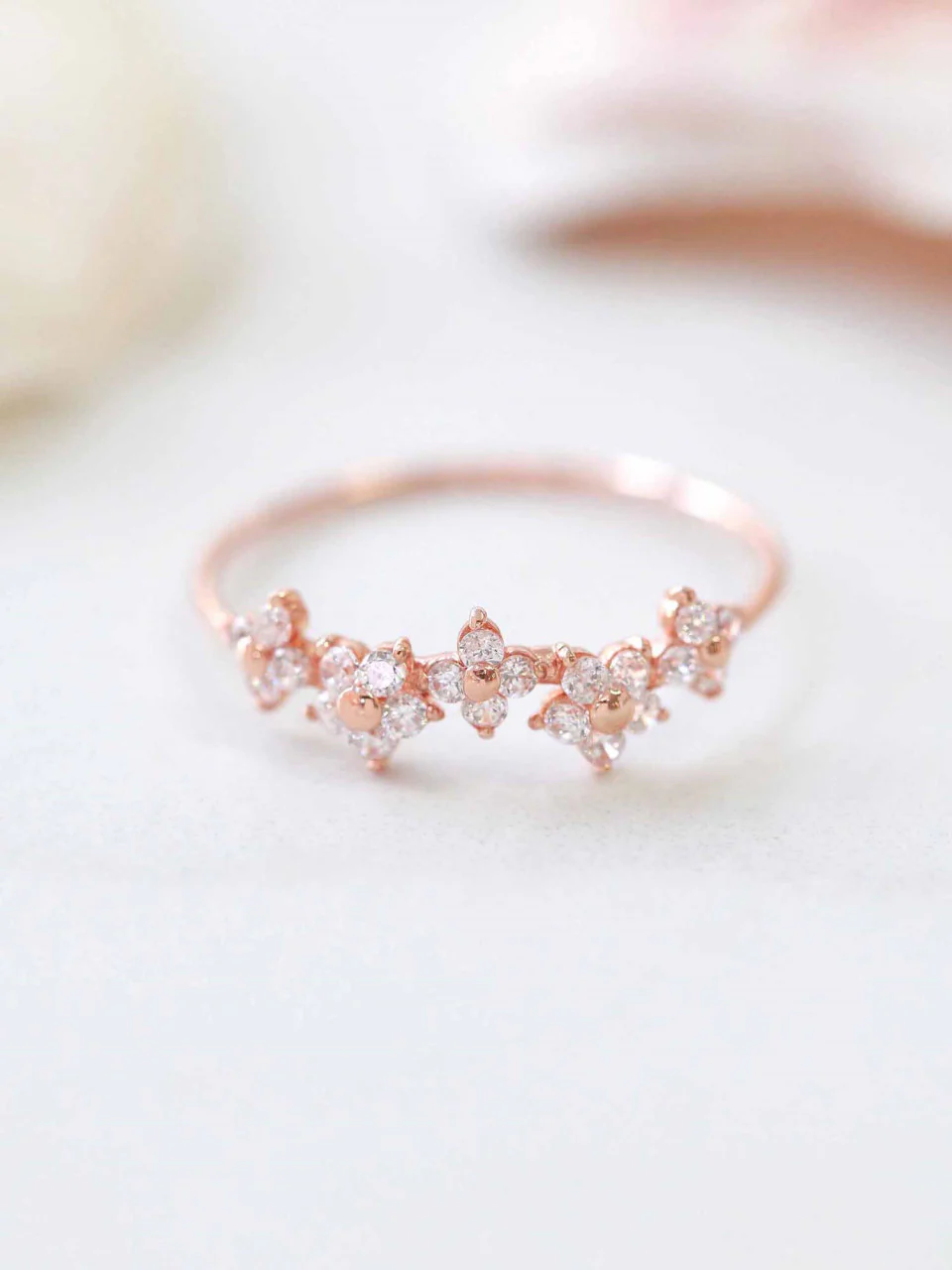 14K Gold Flower Cubic Ring - Image 9