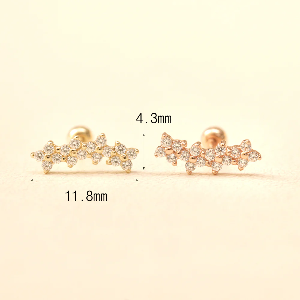 14K Gold Four Flower Cartilage Earring 20G18G16G - Image 13