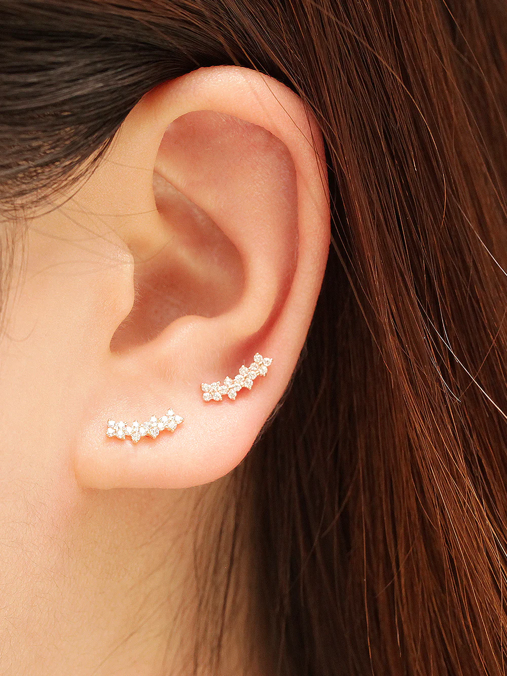 14K Gold Four Flower Cartilage Earring 20G18G16G - Image 7