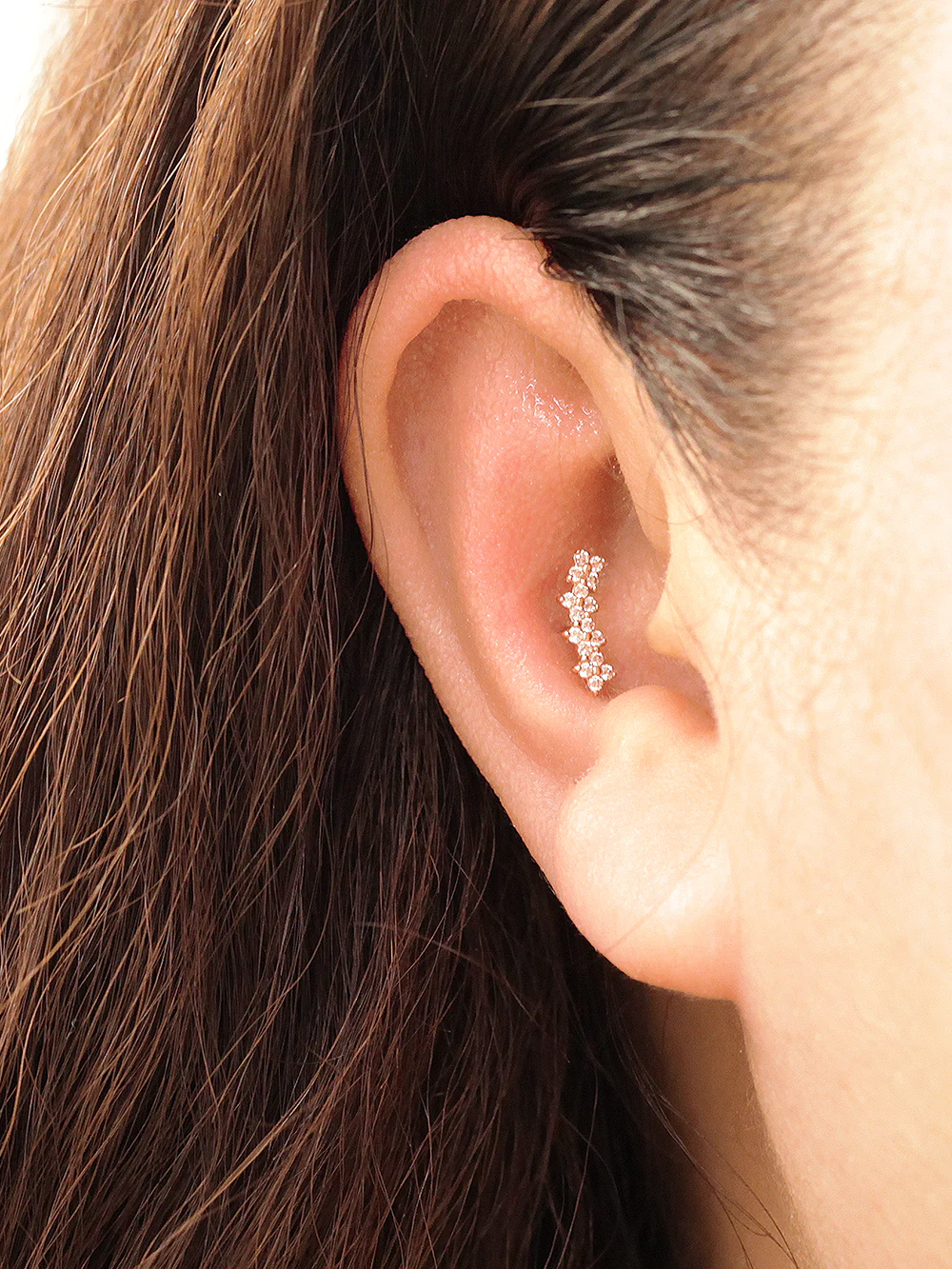 14K Gold Four Flower Cartilage Earring 20G18G16G - Image 9