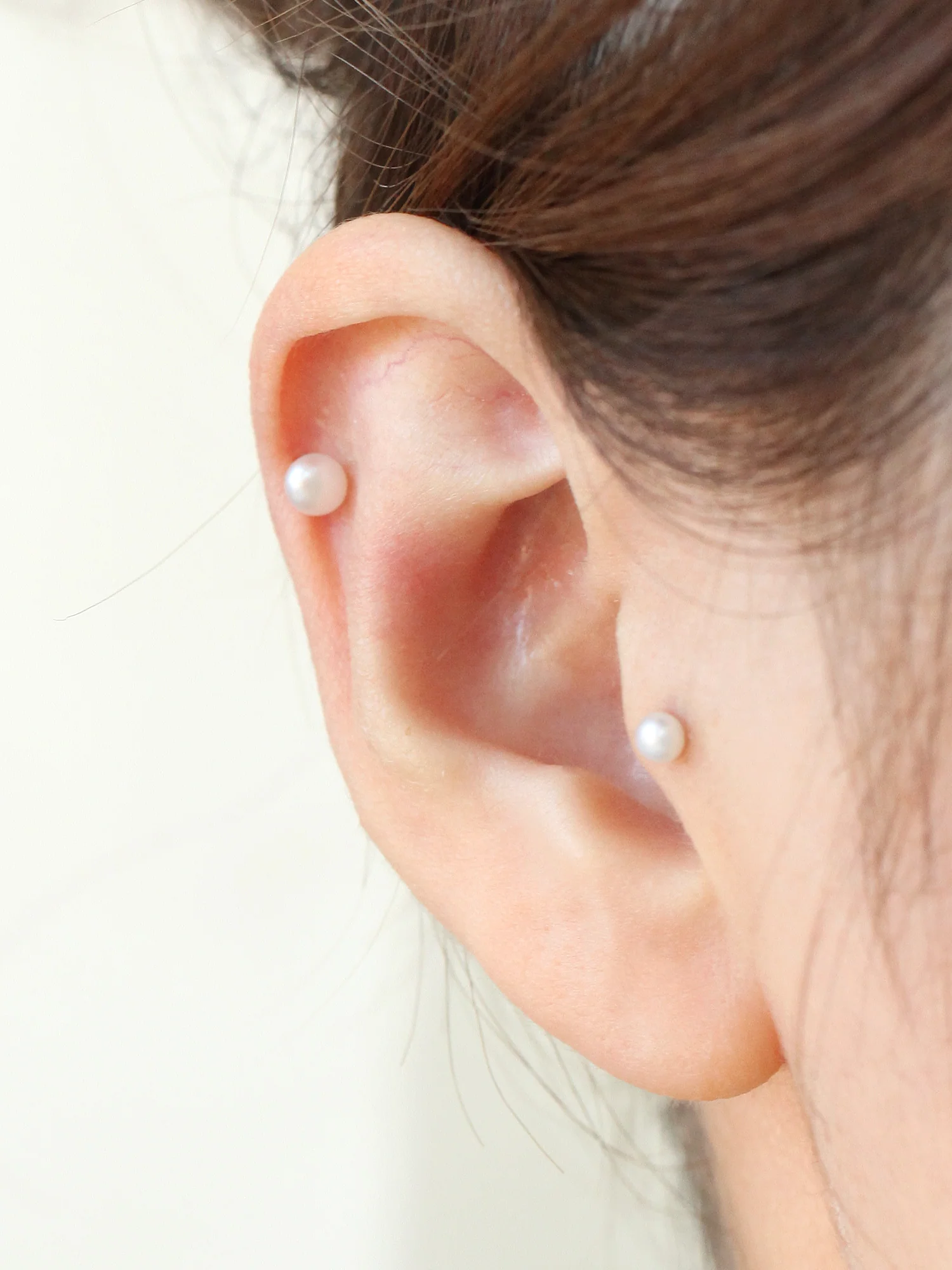 14K Gold Flat Fresh-Water Pearl Cartilage Earring 18G16G - Image 9