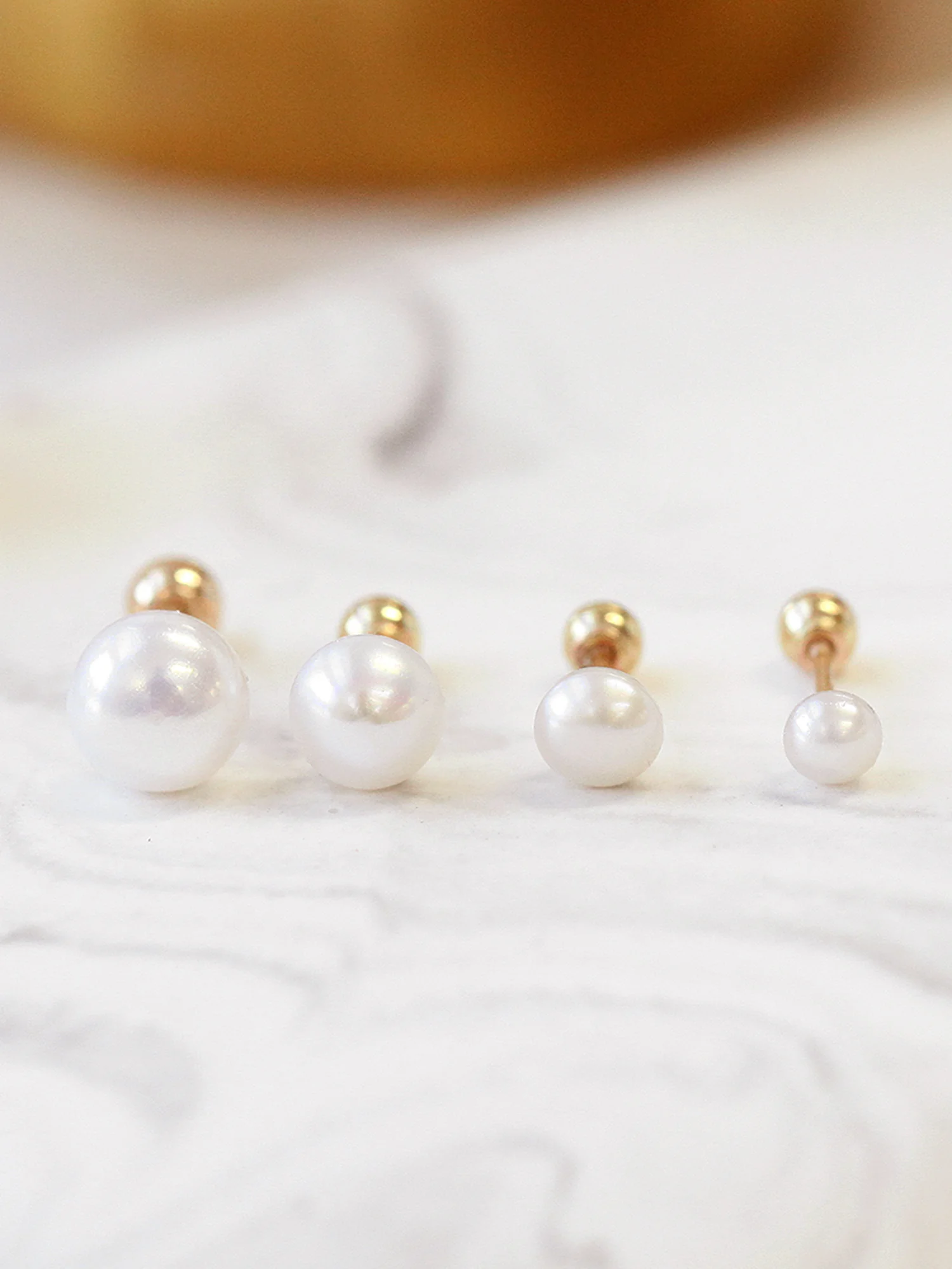 14K Gold Fresh-Water Pearl Cartilage Earring 20G - Image 3