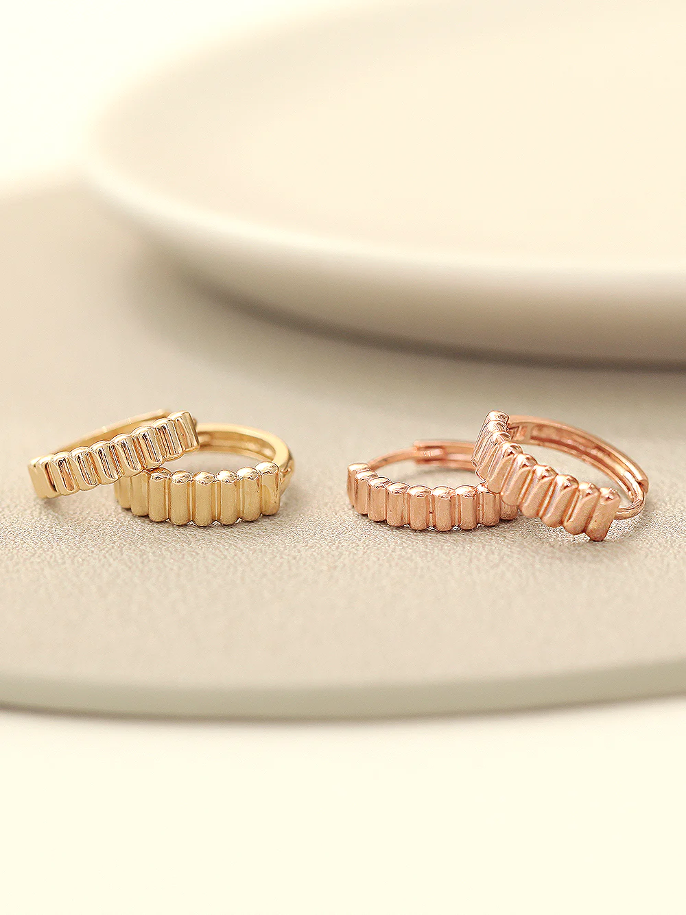 14K Gold Gear Hoop Earring - Image 2